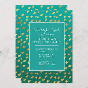 Uni Trunk Party Modernes Green Aquamarin Gold Einladung