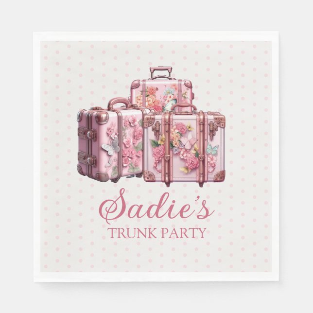 Uni Trunk Party Vintage Koffer Rosa Serviette (Vorderseite)