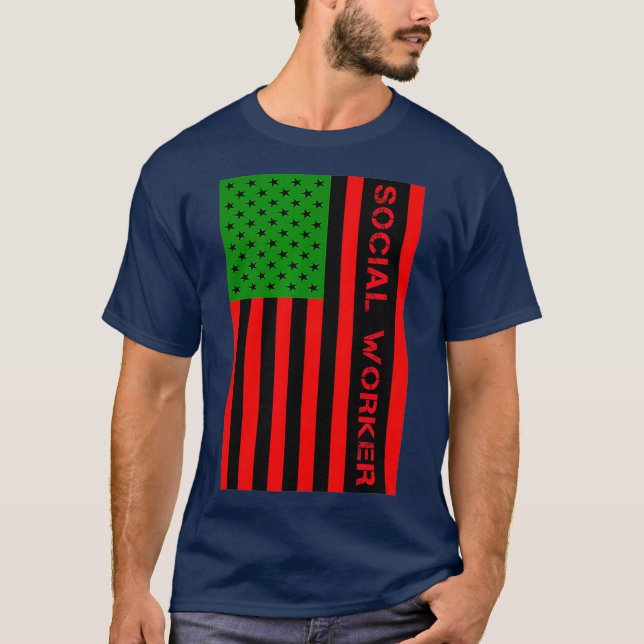 UNIA-Flag für Sozialarbeiter - Afrikanischer Ameri T-Shirt (Vorderseite)