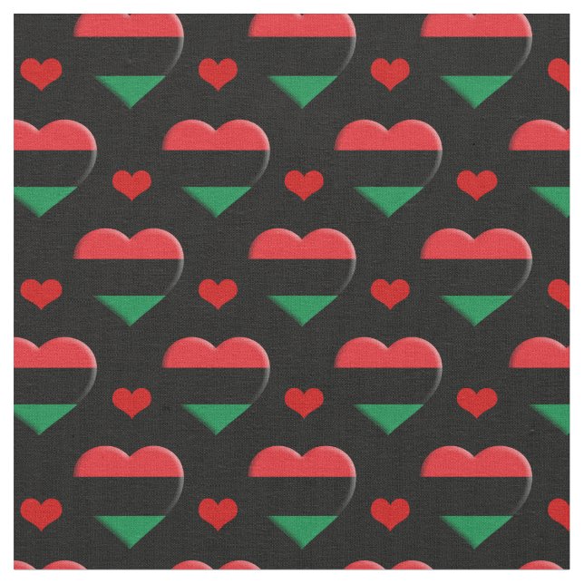 UNIA Flag & Red Heart Fashion Fabric / Pan African Stoff (Nahaufnahme)