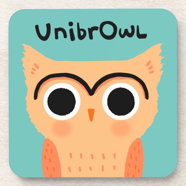 UnibrOwl Unibrow Owl | Funny Niedlich Eyebrows Owl Getränkeuntersetzer (Vorderseite)