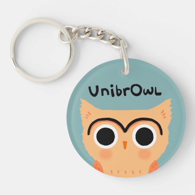 UnibrOwl Unibrow Owl | Funny Niedlich Eyebrows Owl Schlüsselanhänger (Vorderseite)
