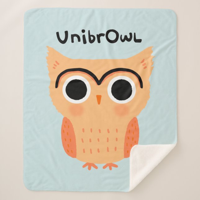 UnibrOwl Unibrow Owl | Funny Niedlich Eyebrows Owl Sherpadecke (Vorderseite)