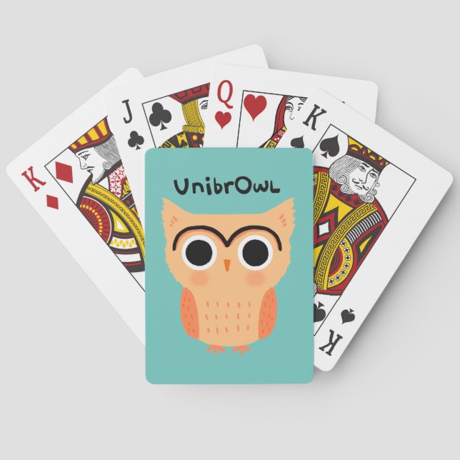 UnibrOwl Unibrow Owl | Funny Niedlich Eyebrows Owl Spielkarten (Rückseite)