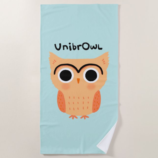 UnibrOwl Unibrow Owl | Funny Niedlich Eyebrows Owl Strandtuch (Vorderseite)