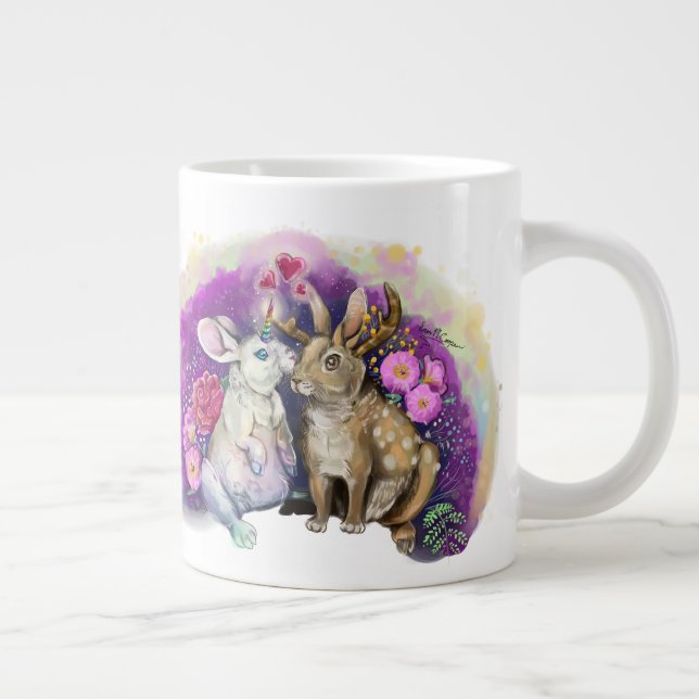 Unibunny Kisses Jackalope Magische Liebe Jumbo-Tasse (Rechts)