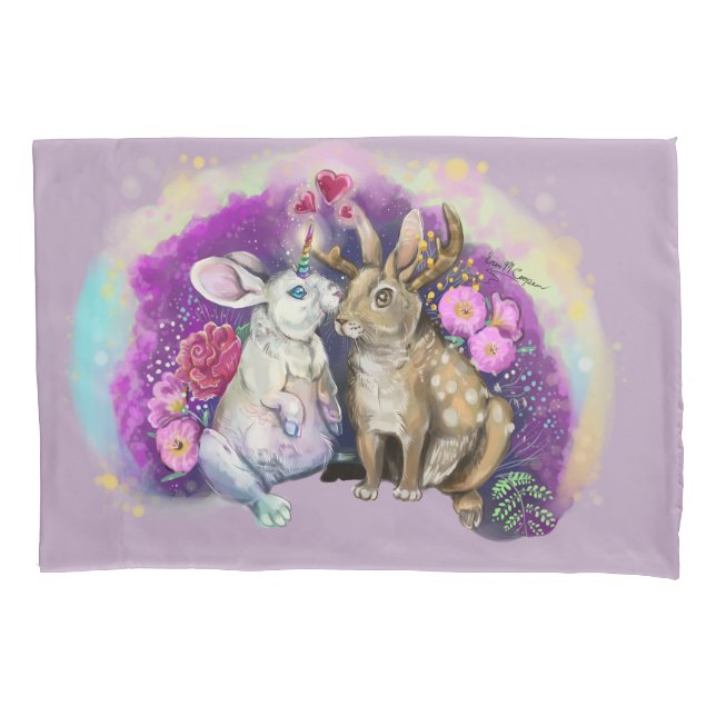 Unibunny Kisses Jackalope Magische Liebe Kissenbezug (Vorderseite)