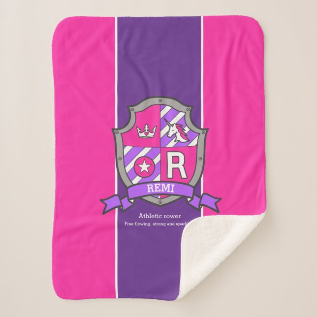 Unicorb R Remi Name bedeutet rosa Wappen Sherpadecke (Vorderseite)