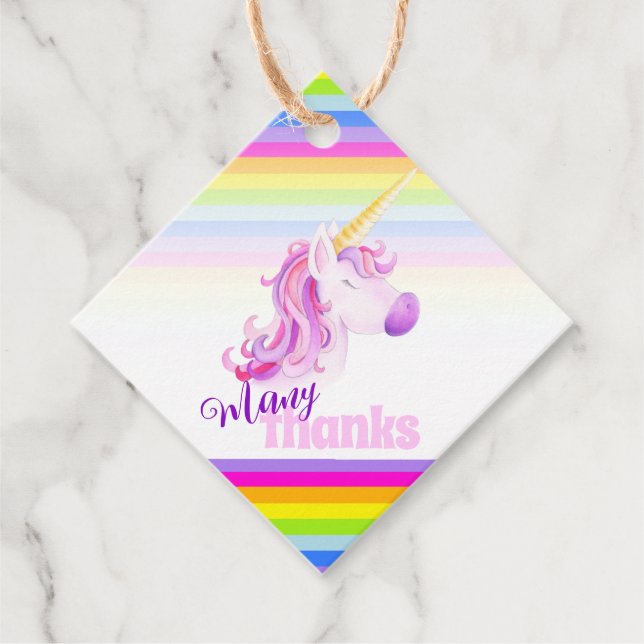 Unicorfarbene Regenbogenstreifen Geschenkanhänger (Vorderseite)