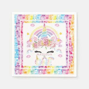Unicorful Glitzer Erster Geburtstag Serviette