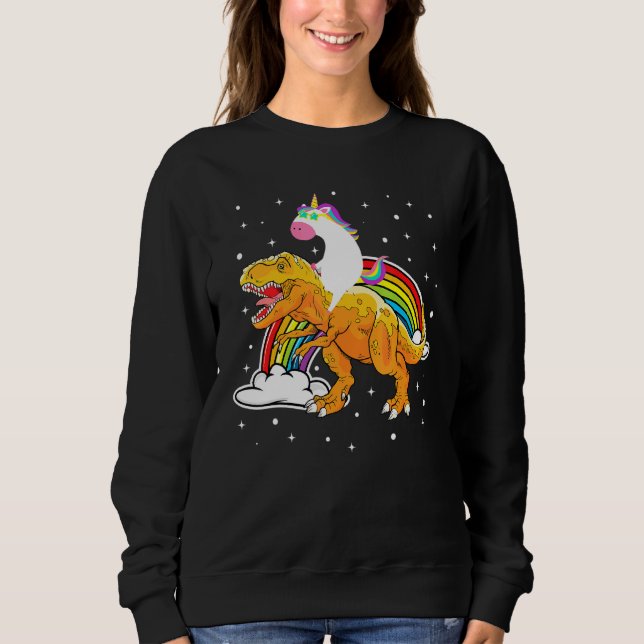 Unicoring Riding T Rex Dinosaur Boys Girls Jungs M Sweatshirt (Vorderseite)