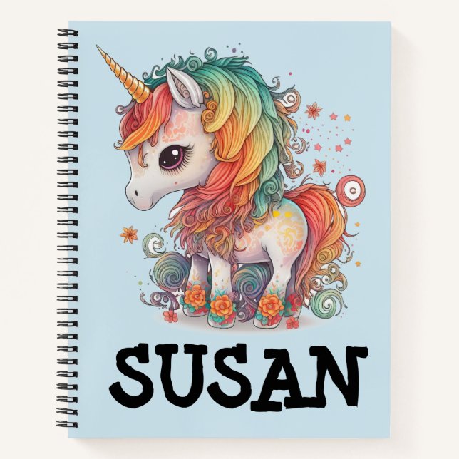 UNICORLE SPIRAL PERSONALISIERT NAME NOTEBOOK NOTIZBUCH (Vorderseite)