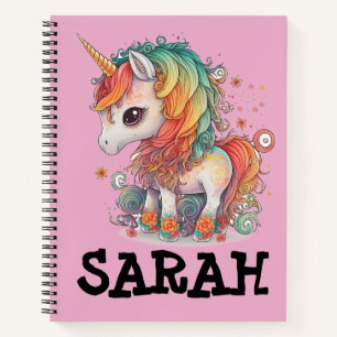 UNICORLE SPIRAL PERSONALISIERT NAME PINK NOTEBOOK NOTIZBUCH