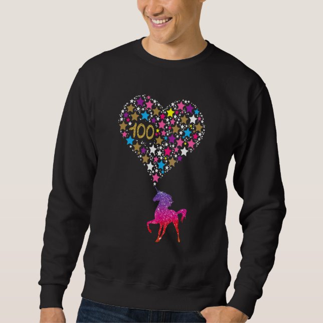 Unicorn 100 Days Of School Cute Happy Outfit 1 Sweatshirt (Vorderseite)