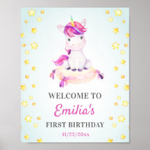 Unicorn 1. 2. 3. Girl Birthday Party Willkommen