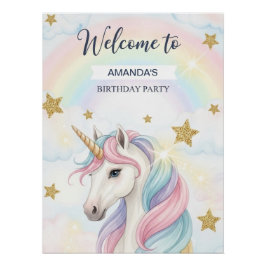 Unicorn 1stBirthday Party Personalized Welcome Poster