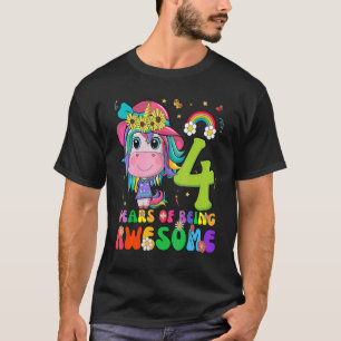 Unicorn 4. Geburtstag 4 Jahre alte Girls Prinzessi T-Shirt