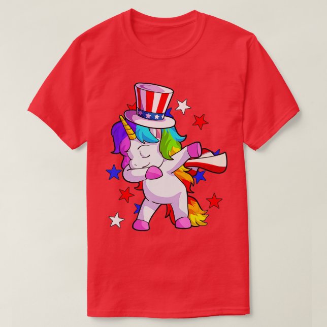 Unicorn 4. Juli Frauen Kleinkind Girls Amerikanisc T-Shirt (Design vorne)
