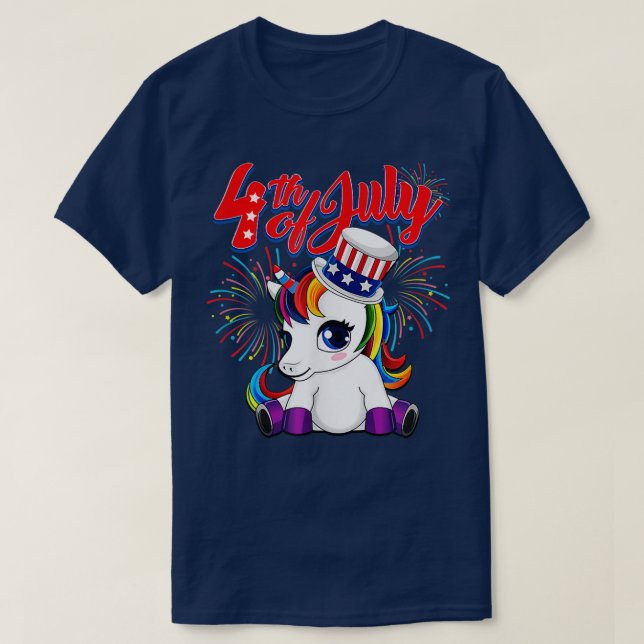 Unicorn 4. Juli Pullover T - Shirt (Design vorne)