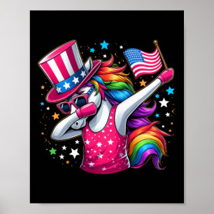 Unicorn 4. Juli Uncle Sam Girls American Flag Poster