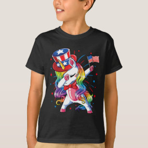 Unicorn 4. Juli Uncle Sam Girls American Flag T-Shirt