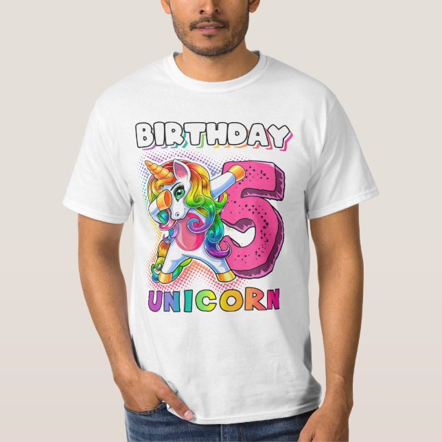 Unicorn 5 Dabbing Einhorn T-Shirt (Vorderseite)