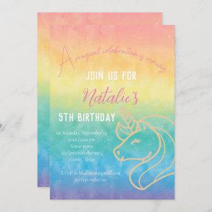 Unicorn 5. Geburtstagsmädchen Pink Magische Fünfte Einladung