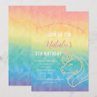 Unicorn 5. Geburtstagsmädchen Pink Magische Fünfte Einladung