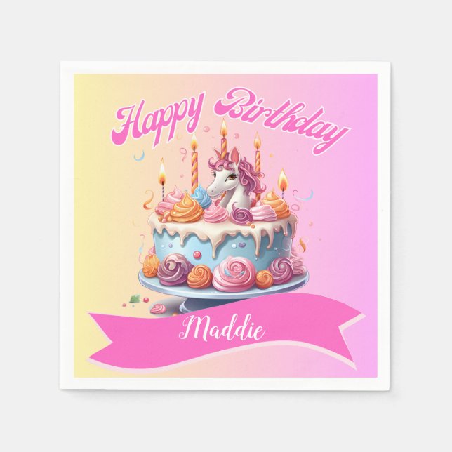 Unicorn 5th Birthday Napkins Serviette (Vorderseite)