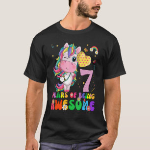 Unicorn 7. Geburtstag 7 Jahre Alte Mädchen Prinzes T-Shirt