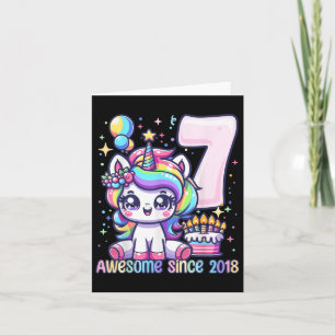 Unicorn 7. Geburtstag 7 Jahre Altes Einhorn Party Karte