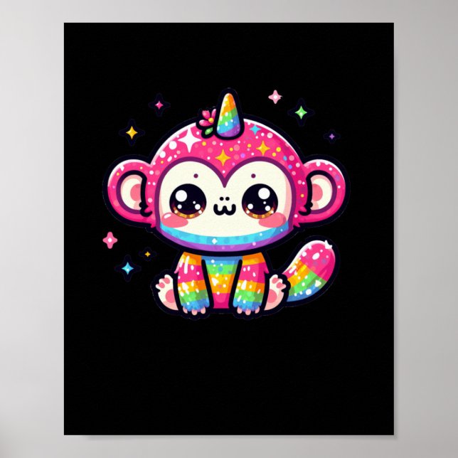 Unicorn-Affenaufkleber Poster (Vorne)