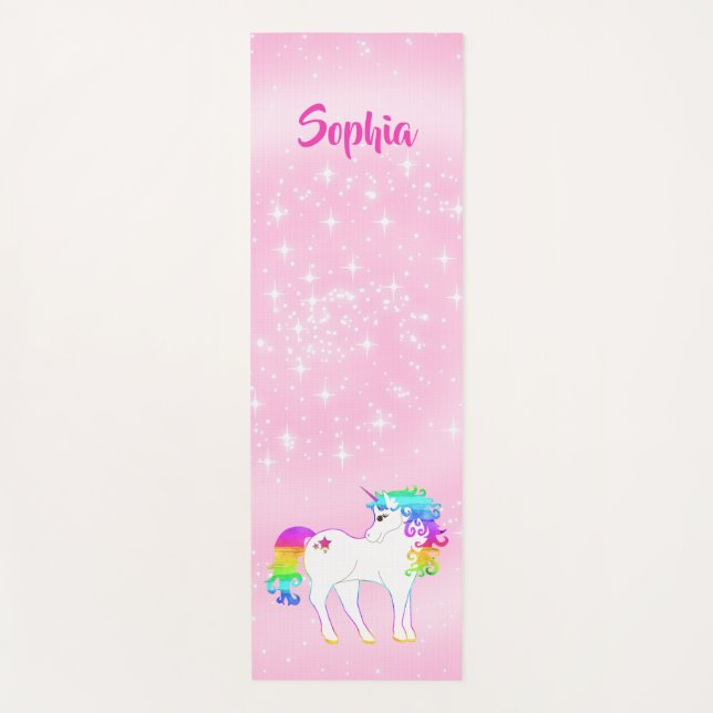 Unicorn Aktive Whimsical Pink Stars Yogamatte (Vorderseite)