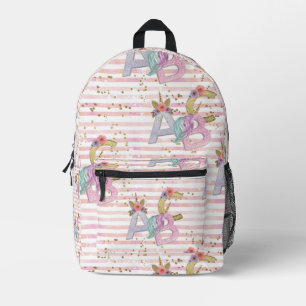 Unicorn Alphabet Muster Bedruckter Rucksack