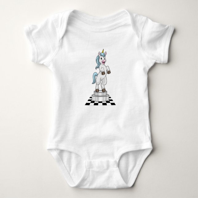 Unicorn am Schach als Schachstück Ritter Baby Strampler (Vorderseite)