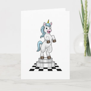 Unicorn am Schach als Schachstück Ritter Karte