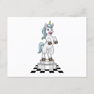 Unicorn am Schach als Schachstück Ritter Postkarte