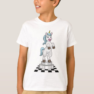 Unicorn am Schach als Schachstück Ritter T-Shirt