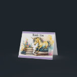 Unicorn And Books Thank-You Card Dankeskarte<br><div class="desc">Adorable picture of books and flowers with a unicorn, is featured on this sweet thank-you card. Front of the card reads, "Thank-You" and the inside of the card is blank, so you can write your own personal message. A great little card for reading and unicorn fans to say thank-you to...</div>