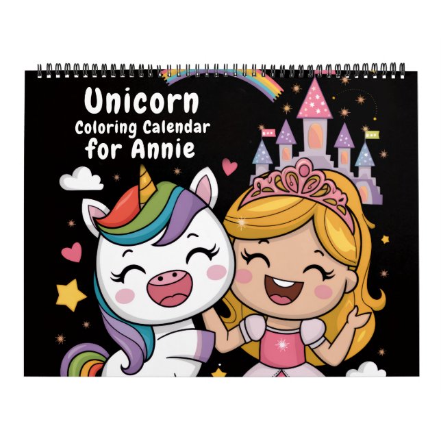 Unicorn and Princess Coloring Calendar Kalender (Titelbild)