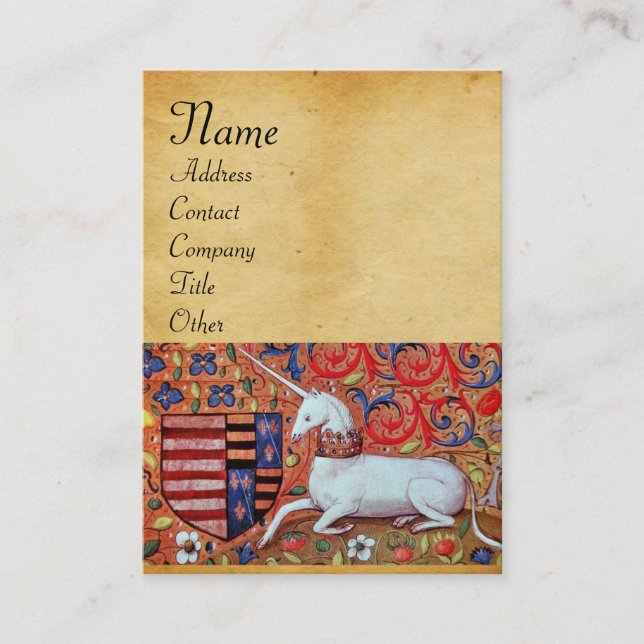 UNICORN/Antique Brown Parchment Monogram Visitenkarte (Vorderseite)