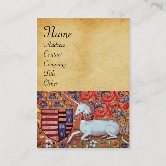UNICORN/Antique Brown Parchment Visitenkarte (Vorderseite)