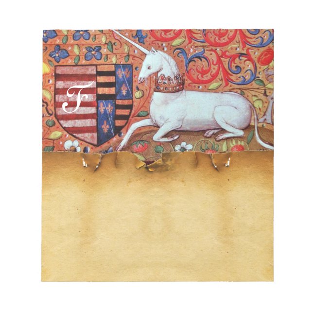 UNICORN ANTIQUE BROWN PARCHMONOGRAM NOTIZBLOCK (Vorderseite)