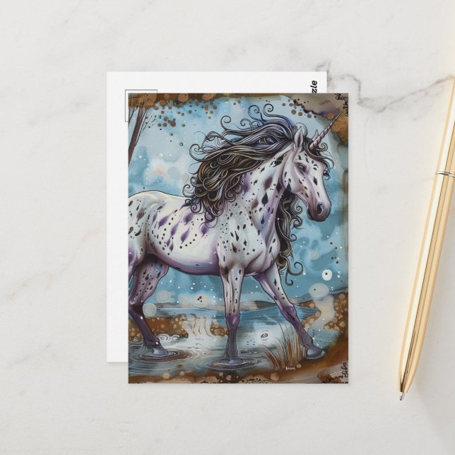Unicorn Appaloosa Postkarte (Vorderseite/Rückseite Beispiel)