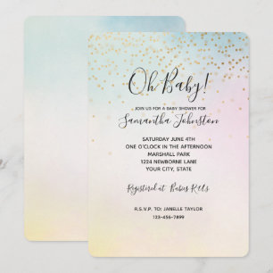 Unicorn Aqua Pink Gelbe Gefärbte Krawatte Confetti Einladung