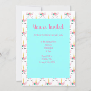 UNICORN AQUAMARIN INVITATION EINLADUNG