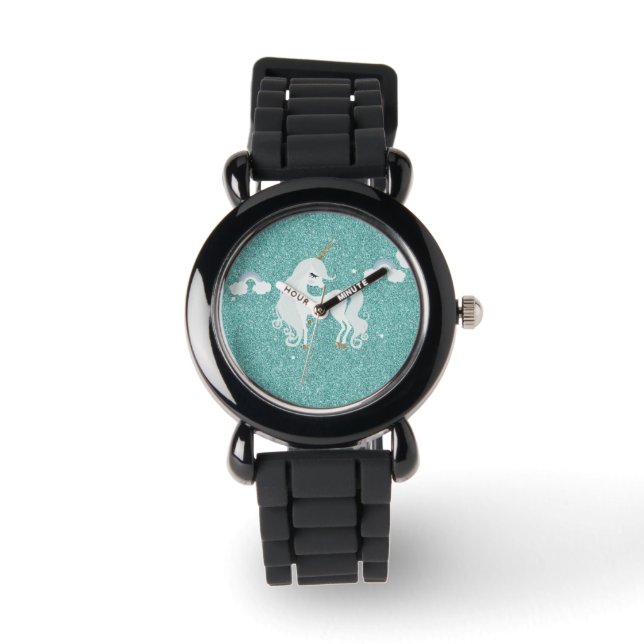 Unicorn Aquamariner Glitzer eWatch Armbanduhr (Vorderseite)