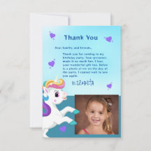 Unicorn Aquamarines Foto Geburtstag Danke Karte