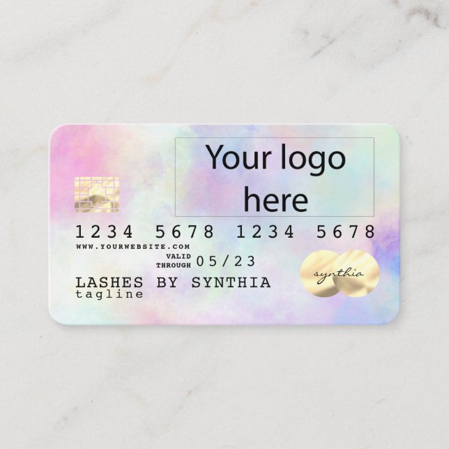 Unicorn Aquarell Kreditkarte Fügen Sie Ihr Logo hi Visitenkarte (Vorderseite)