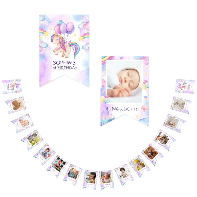 Unicorn-Aquarellgeburtstag Wimpelkette (Von Creator hochgeladen)